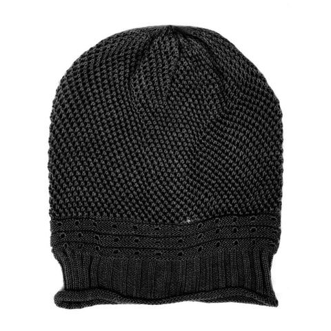 Net Crochet Lightweight Beanie Hat in Black