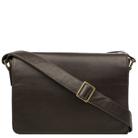 Small Rhoden Leather Messenger in Brown