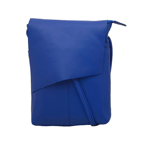 Leather Rawhide Flap Crossbody Bag in Cobalt