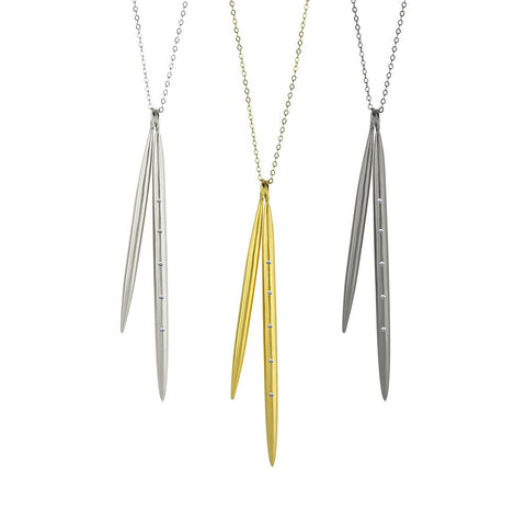 Double Diamond Gold Spike Necklace