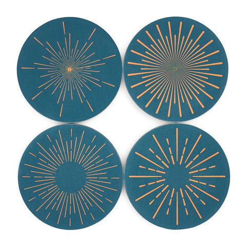 Fun Radial Pattern Absorbent Ceramic Coasters