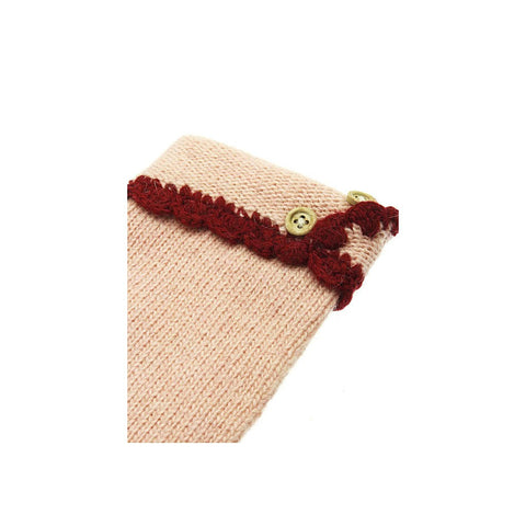 Pink & Red Crochet Button Gloves