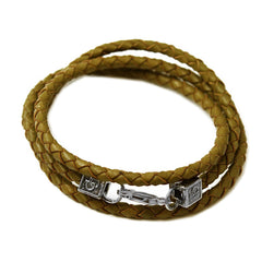 Tan Green Leather Cube Bracelet