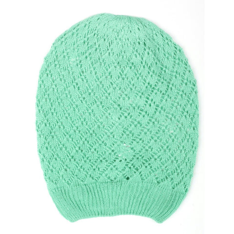 Diamond Crochet Lightweight Beanie Hat in Mint