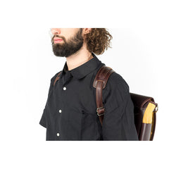 Handmade Leather and Canvas Messenger/Backpack in Dark Brown