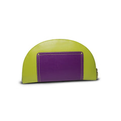 Hoopoe Saffiano Leather Clutch in Green/Purple