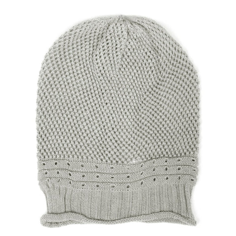 Net Crochet Lightweight Beanie Hat in Gray