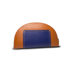 Hoopoe Saffiano Leather Clutch in Orange/Navy