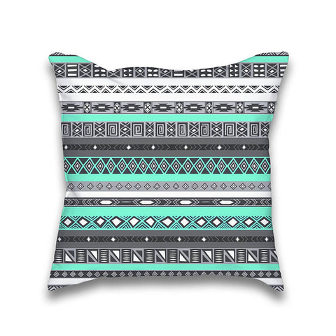 Tiffany Mint Turquoise Aztec Boho Pattern Throw Pillow