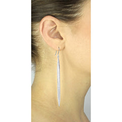 Long Silver Spike Earrings