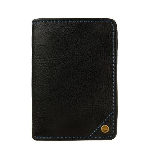 Angle Stitch Leather Slim Trifold Wallet in Black