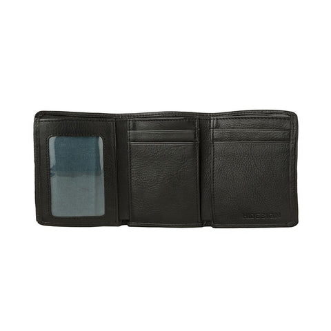Angle Stitch Leather Slim Trifold Wallet in Black