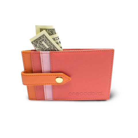 The Finch Pink/Orange Leather Cardholder