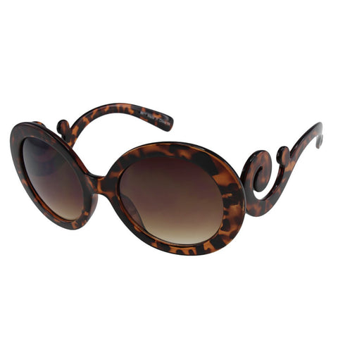 Oversize Round Sunglasses with Swirly Temples