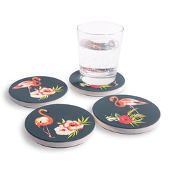 Classic Pink Flamingo Absorbent Ceramic Coasters