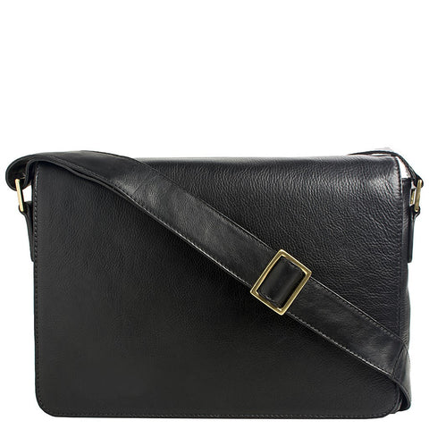 Small Rhoden Leather Messenger in Black