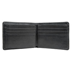 Angle Stitch Leather Multi-Compartment Leather Wallet in Black