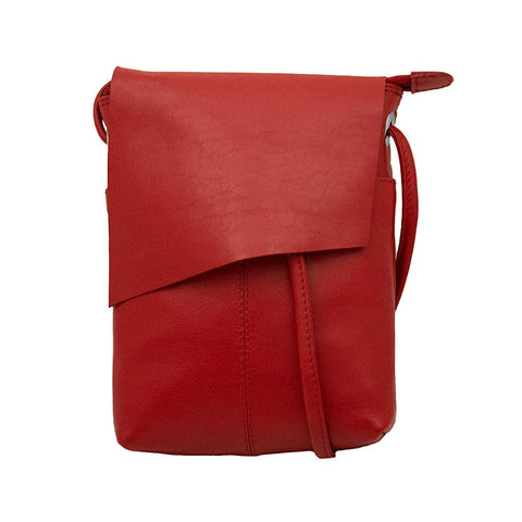 Leather Rawhide Flap Crossbody Bag in Red