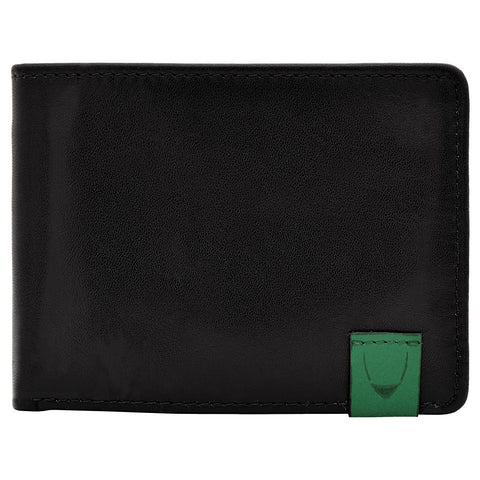 Dylan Slim Thin Simple Leather Bifold Wallet in Black