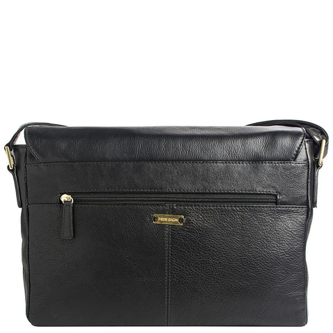 Small Rhoden Leather Messenger in Black