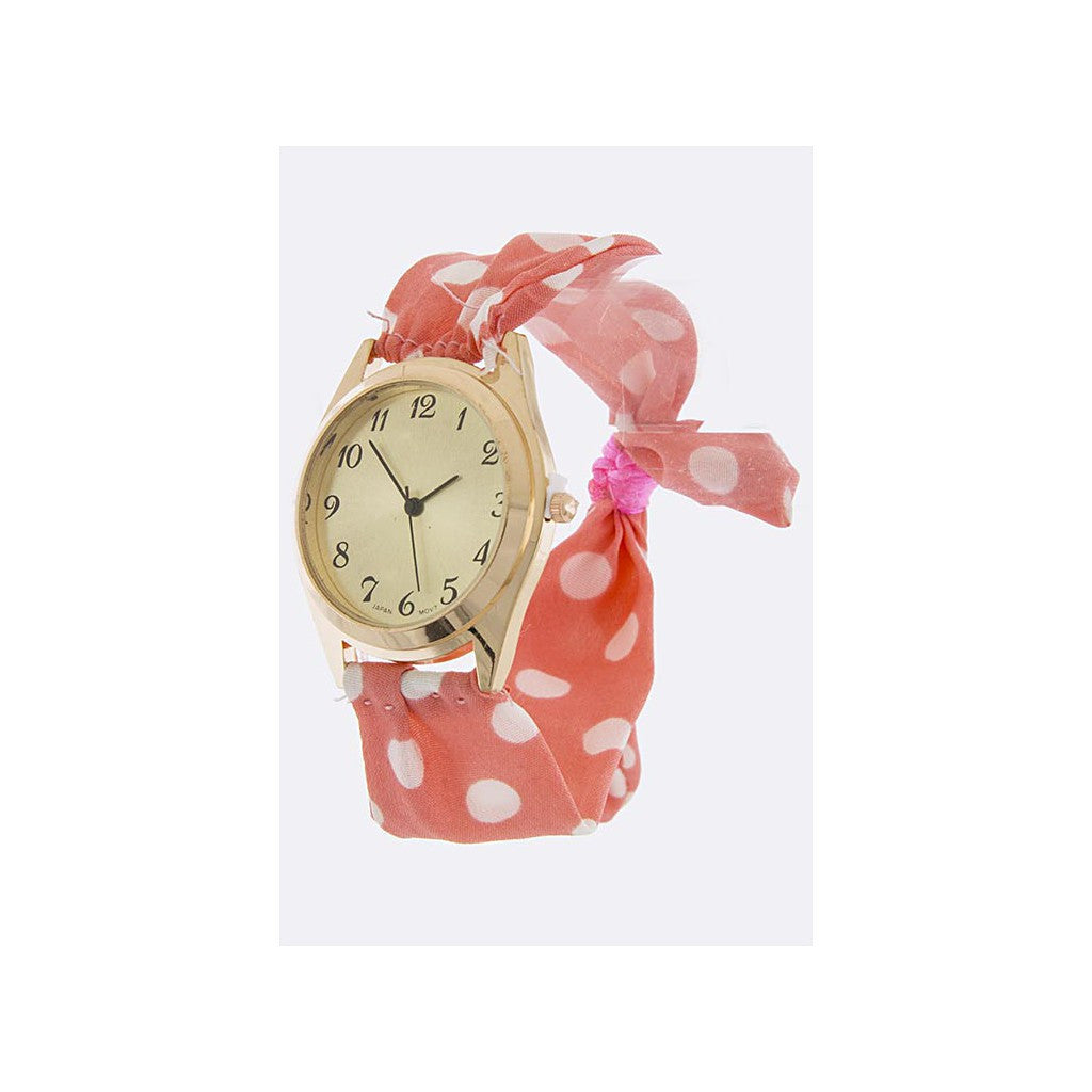 Pink Polka Dot Band Watch