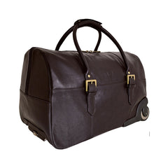 Charles Leather Wheeled Travel Weekend Luggage Bag