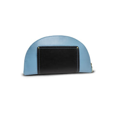 Hoopoe Saffiano Leather Clutch in Blue/Black