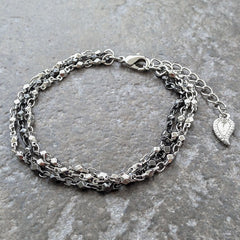 Akira Multi-Strand Bracelet in Silver & Gunmetal