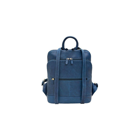 Leather Backpack in Jeans Blue