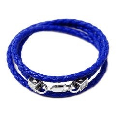 Deep Blue Brass Cube Leather Bracelet