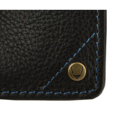 Angle Stitch Leather Slim Trifold Wallet in Black