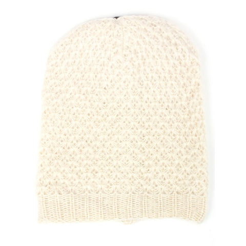 Ringlet Textured Slouchy Beanie in Off White
