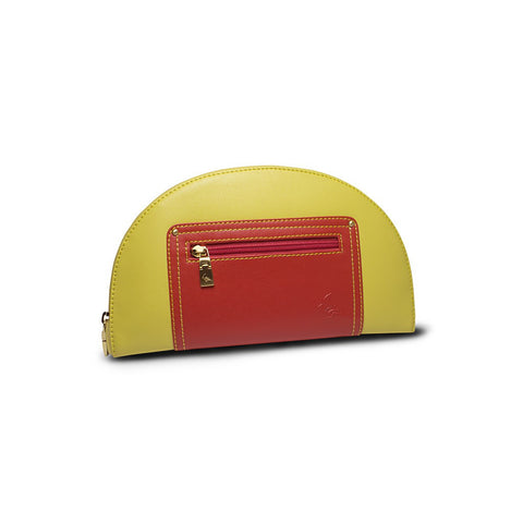 Hoopoe Saffiano Leather Clutch in Yellow/Red