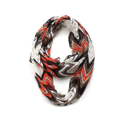 Brown & Coral Multi Zig Zag Infinity Scarf