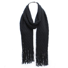 Winter Honeycomb Rectangle Scarf with Fringe