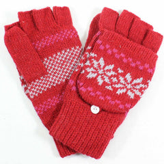 Angora Flip Top Snowflake Mitten Gloves