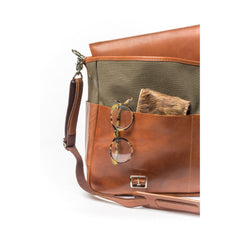 Handmade Leather and Canvas Messenger/Backpack in Light Brown
