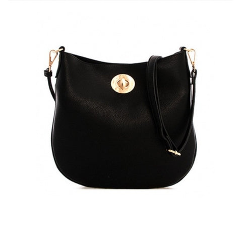 Two In One Leather Messenger Handbag in Black