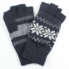 Angora Flip Top Snowflake Mitten Gloves