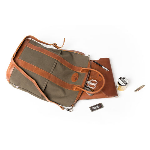 Small Helmet Bag in Green and Tan
